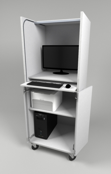 Шкаф для компьютерного терминала с роллетой